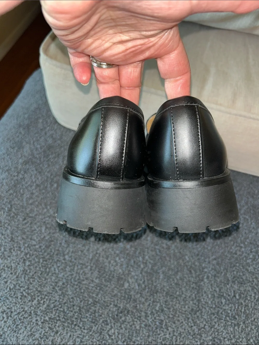 Nine West Black Loafers with Gold Chain Accent